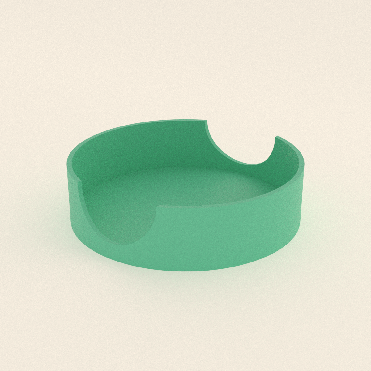 Coaster Caddy in Matte Mint PLA, 3D render on a plain background