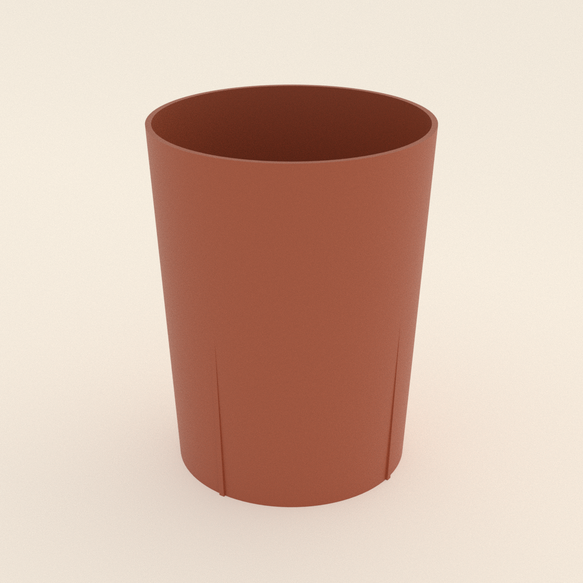Utensil Crock in Matte Terracotta PLA, 3D render on a plain background