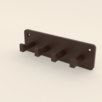 Entryway Key Rack in Matte Walnut Brown PLA, 3D render on a plain background