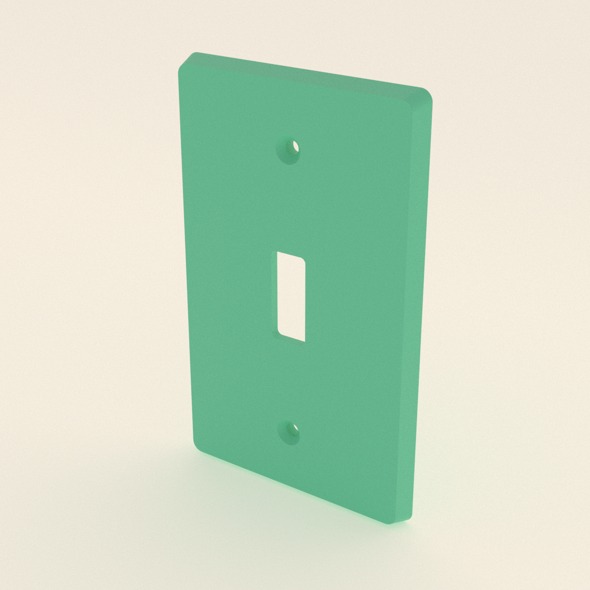 Light Switch Cover Plate in Matte Mint PLA, 3D render on a plain background