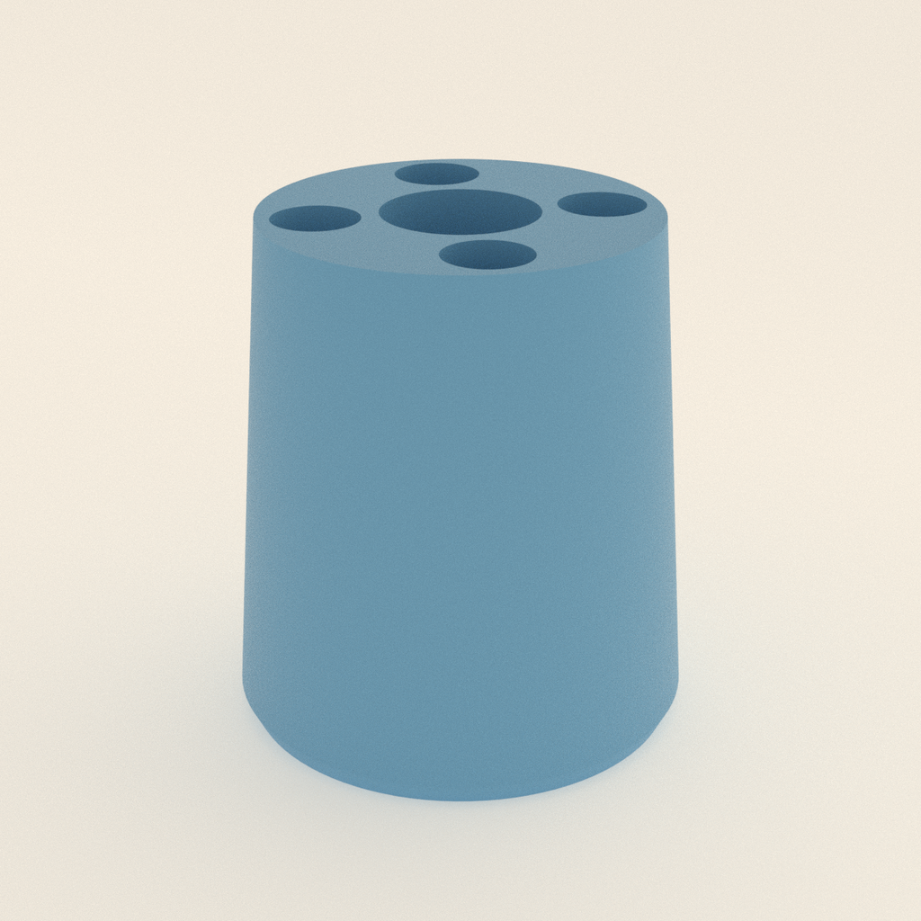 Toothbrush & Paste Holder in Matte Sky Blue PETG, 3D render on a plain background