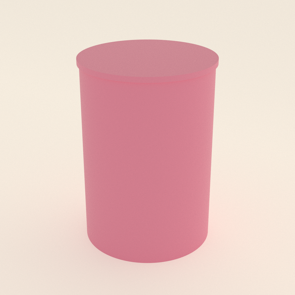Cotton Swab Jar with Lid in Matte Pink PLA, 3D render on a plain background