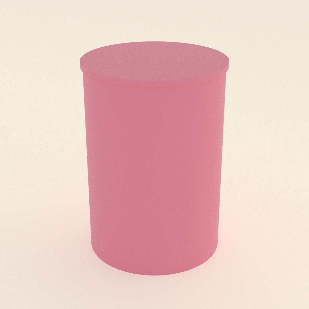 Cotton Swab Jar with Lid in Matte Pink PLA, 3D render on a plain background
