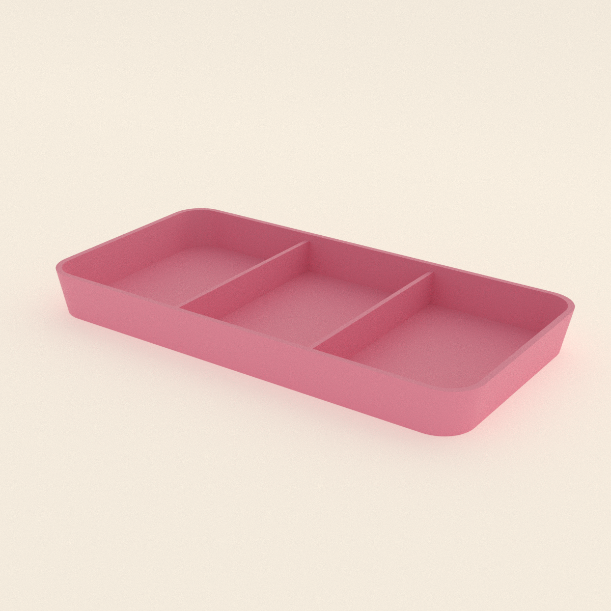 Vanity Organizer Tray in Matte Pink PLA, 3D render on a plain background