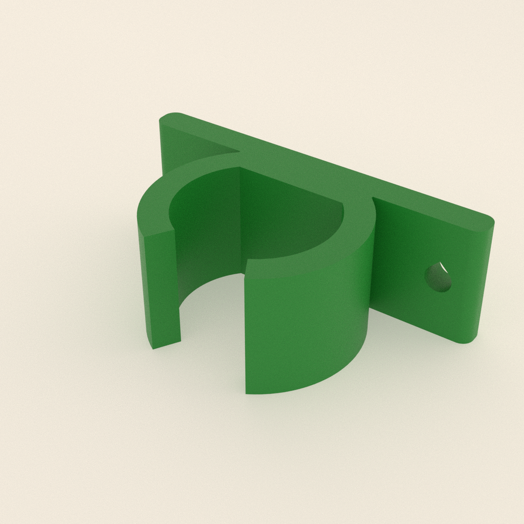 Wall Tool Clip (Broom/Mop Holder) in Bright Green PETG, 3D render on a plain background