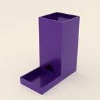 Dice Tower with Tray in Silk Purple PLA, 3D render on a plain background