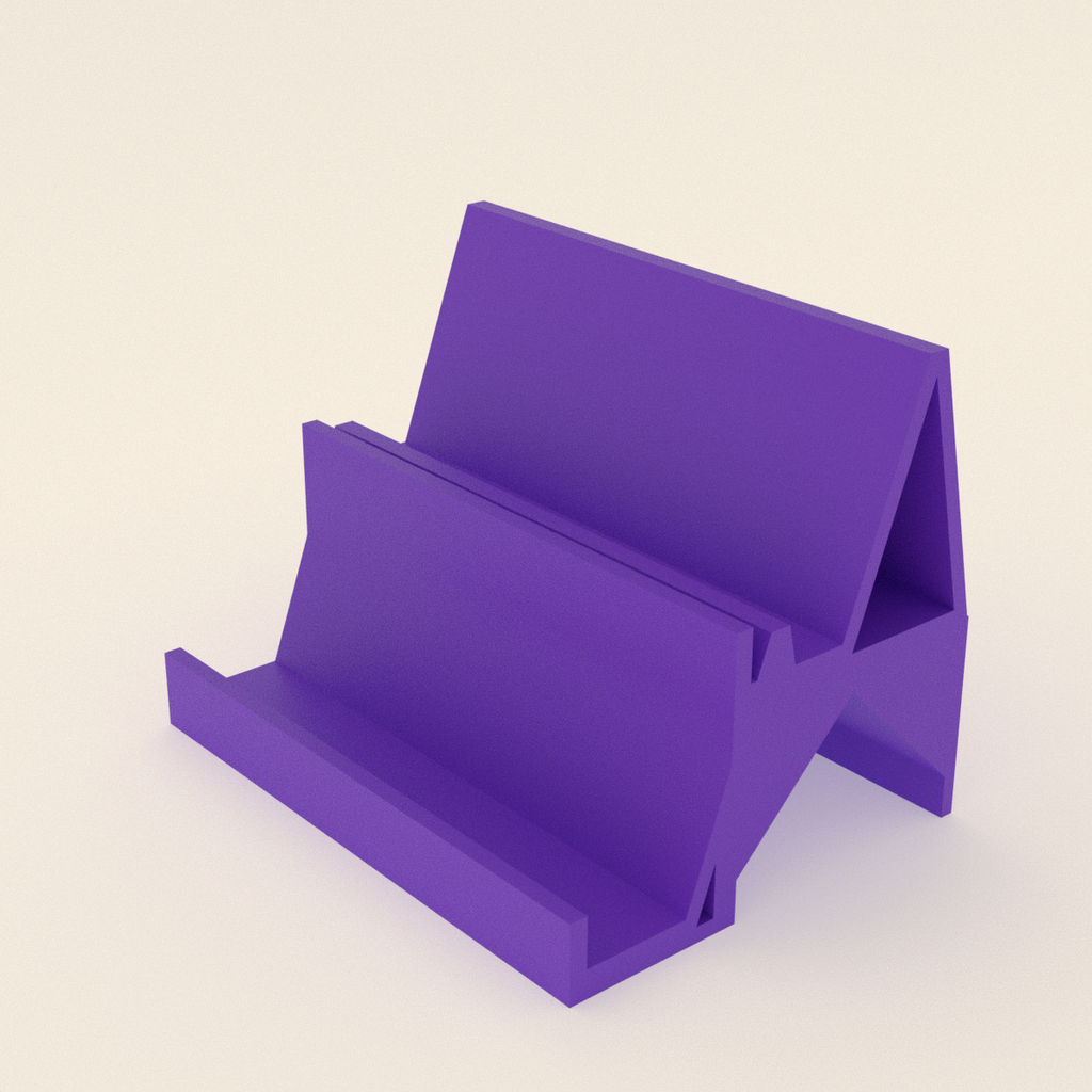 Two-Tier Controller Stand in Bright Purple PLA, 3D render on a plain background