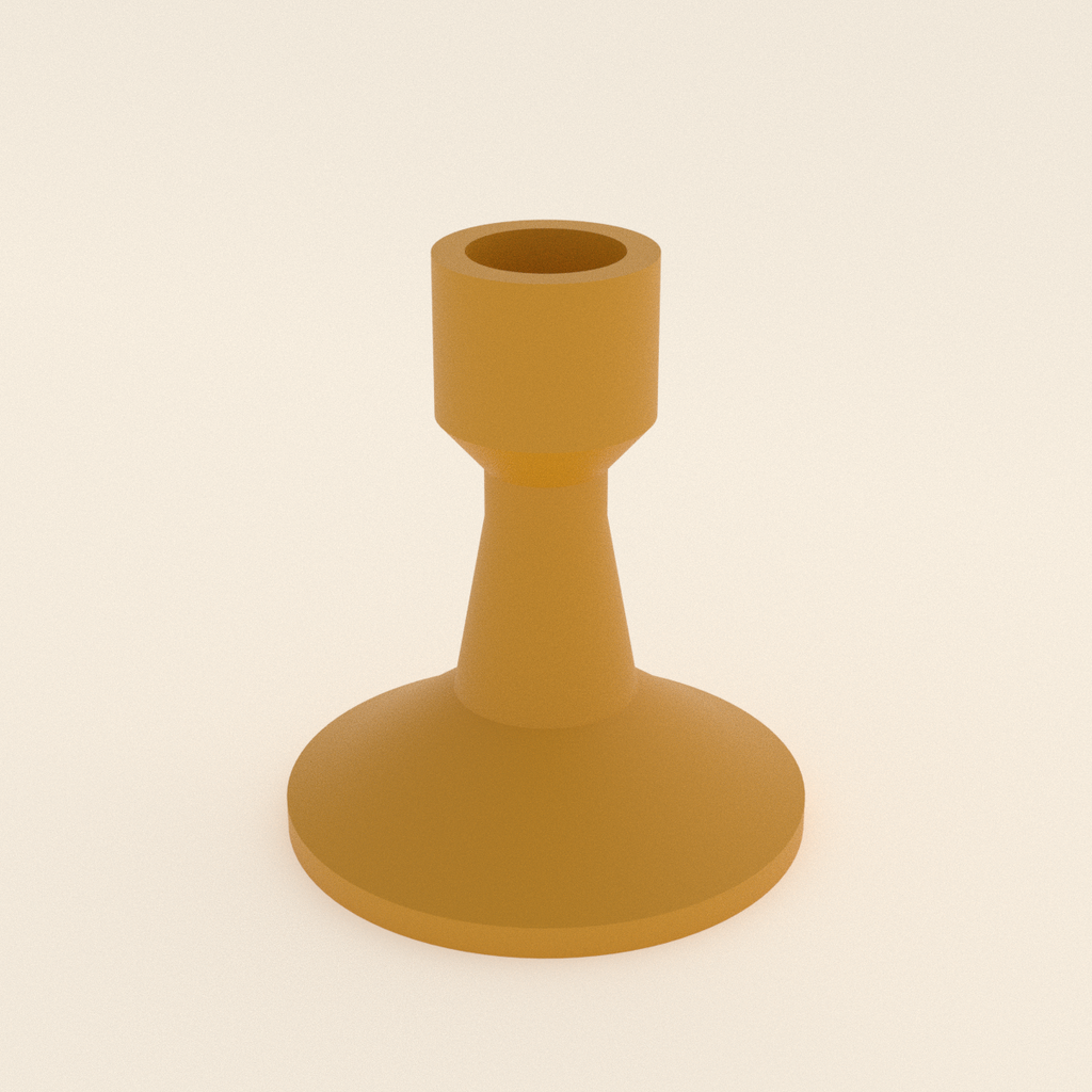 Taper Candle Holder in Matte Mustard PETG, 3D render on a plain background