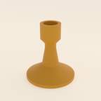 Taper Candle Holder in Matte Mustard PETG, 3D render on a plain background