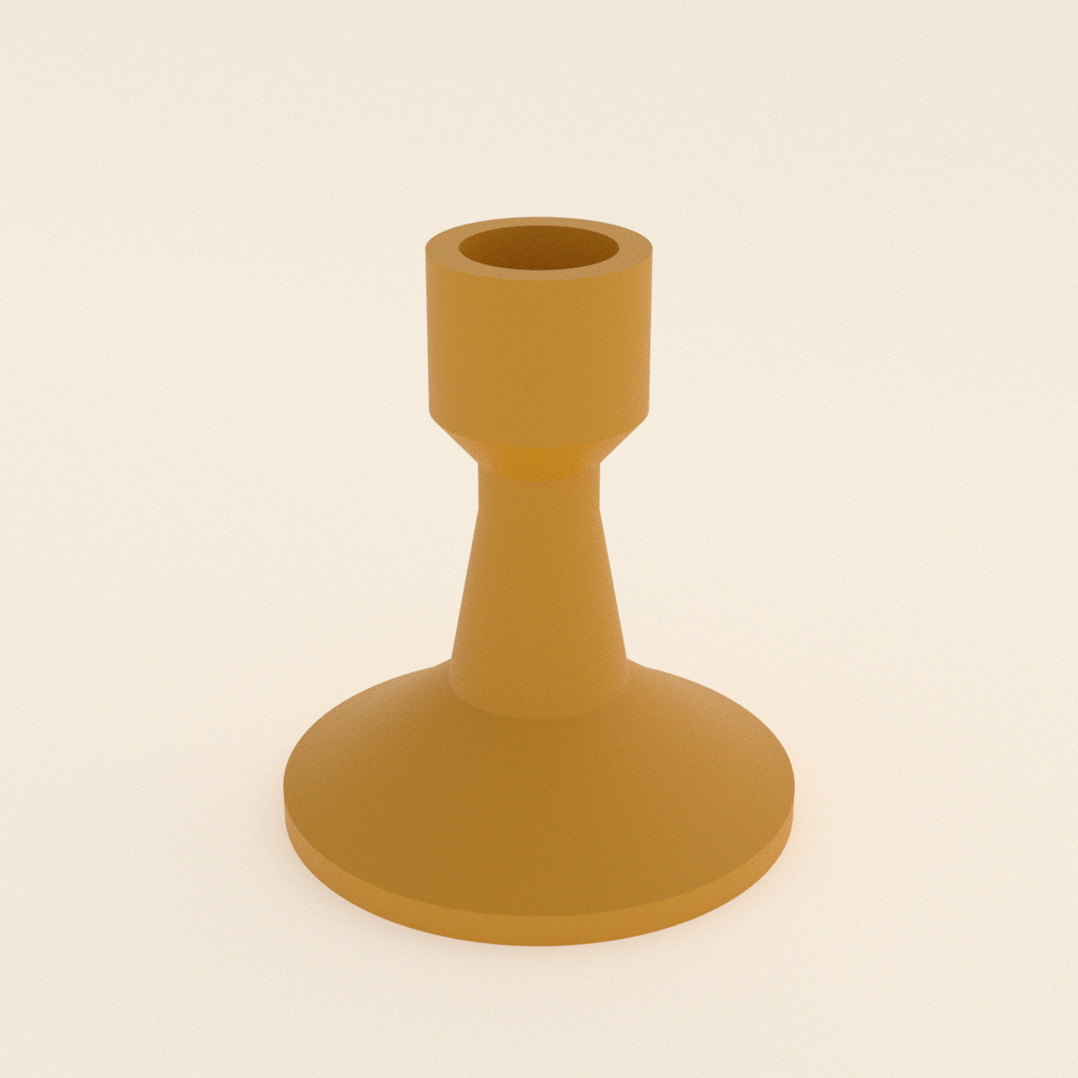 Taper Candle Holder in Matte Mustard PETG, 3D render on a plain background