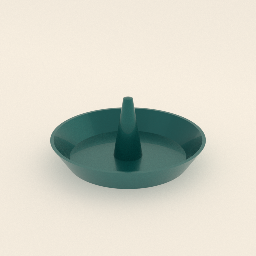 Ring Cone Jewelry Dish in Silk Teal PLA, 3D render on a plain background