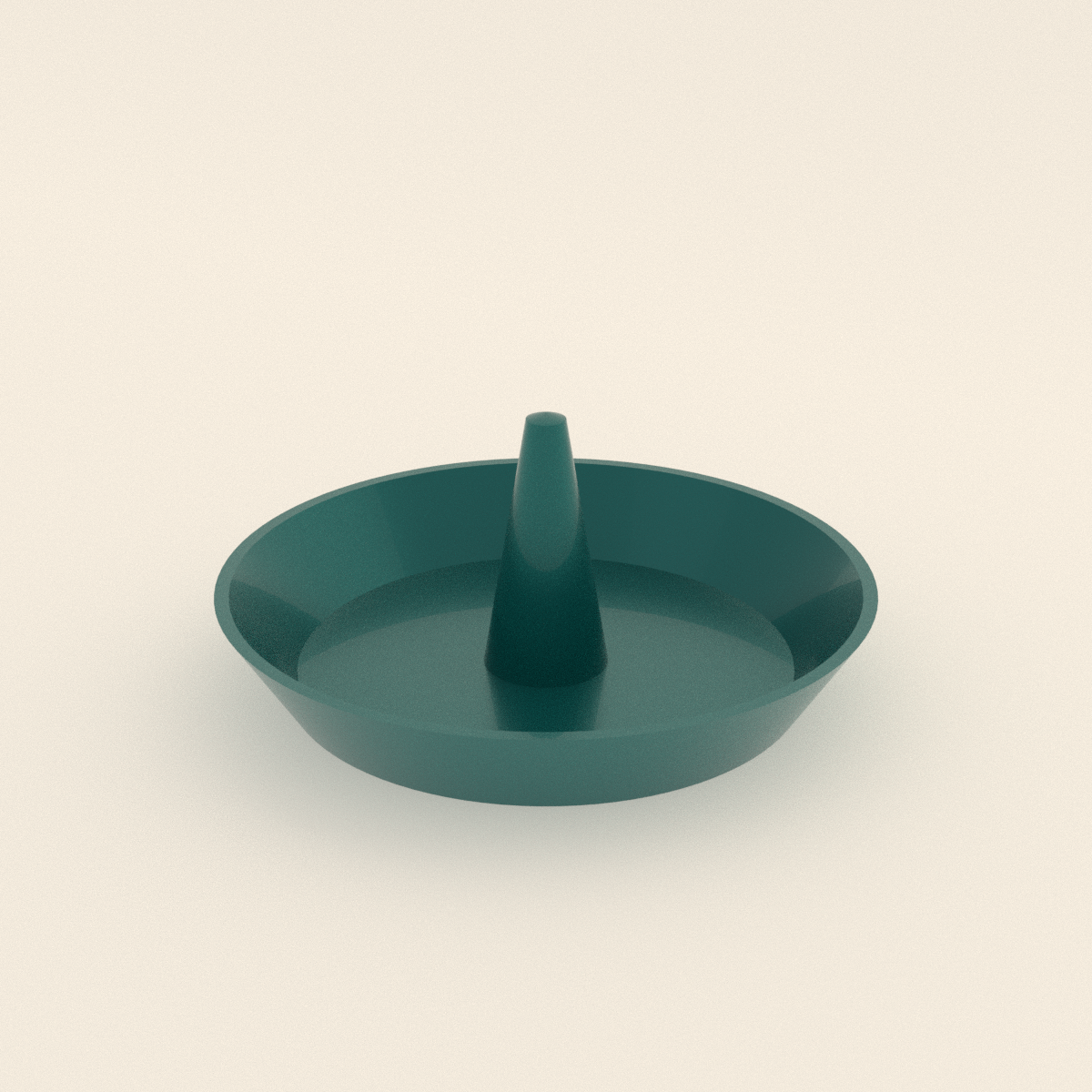 Ring Cone Jewelry Dish in Silk Teal PLA, 3D render on a plain background