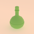 Apothecary Potion Bottle in Green glow-in-the-dark PLA, 3D render on a plain background
