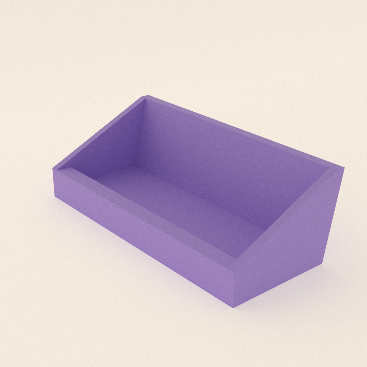 Business Card Holder in Matte Lavender PLA, 3D render on a plain background
