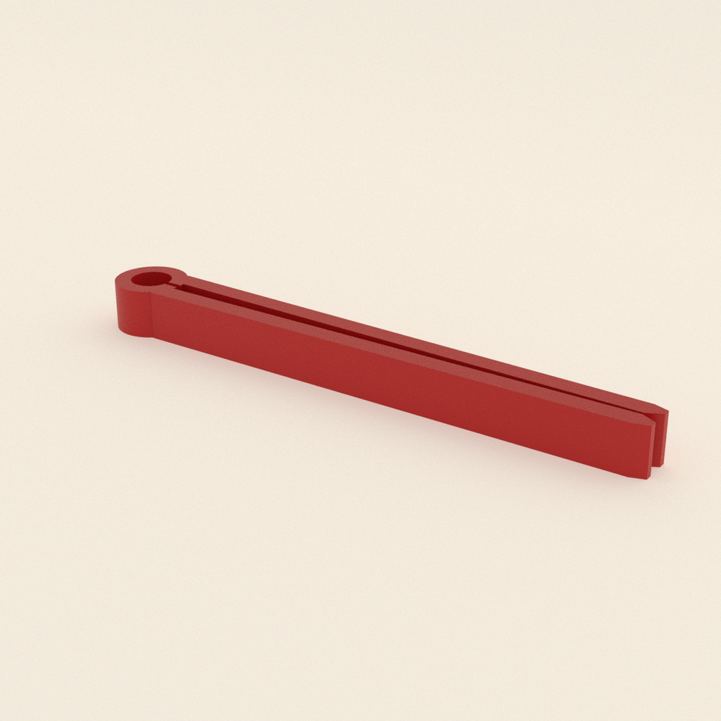 Chip Bag Clip in Bright Red PETG, 3D render on a plain background