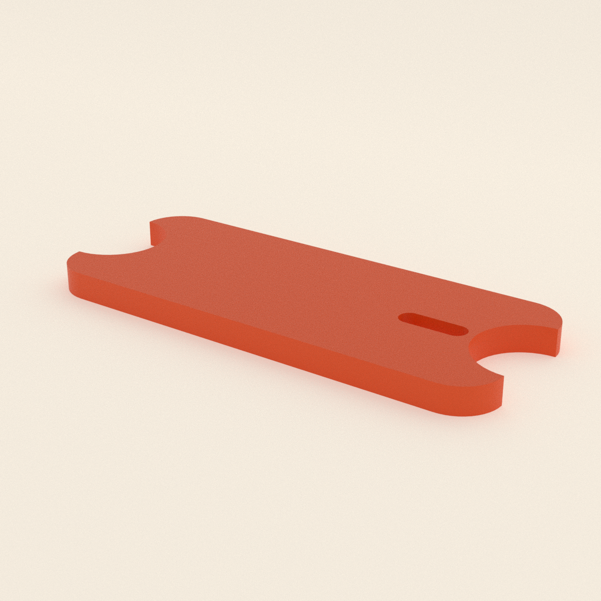 Cord Wrap Winder in Bright Orange PLA, 3D render on a plain background