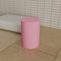 Cotton Swab Jar with Lid in Matte Pink PLA, on a bathroom counter