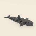Flexi Shark in Matte Gray PLA, 3D render on a plain background