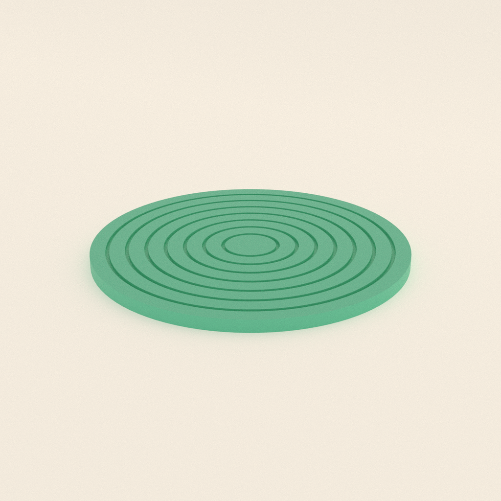 Ripple Ring Coaster in Matte Mint PLA, 3D render on a plain background