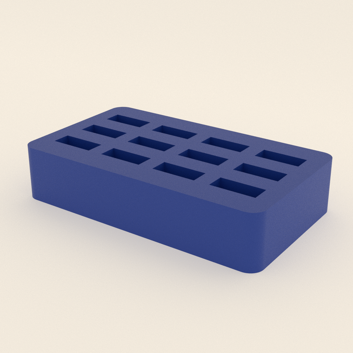 USB Flash Drive Holder in Matte Blue PLA, 3D render on a plain background
