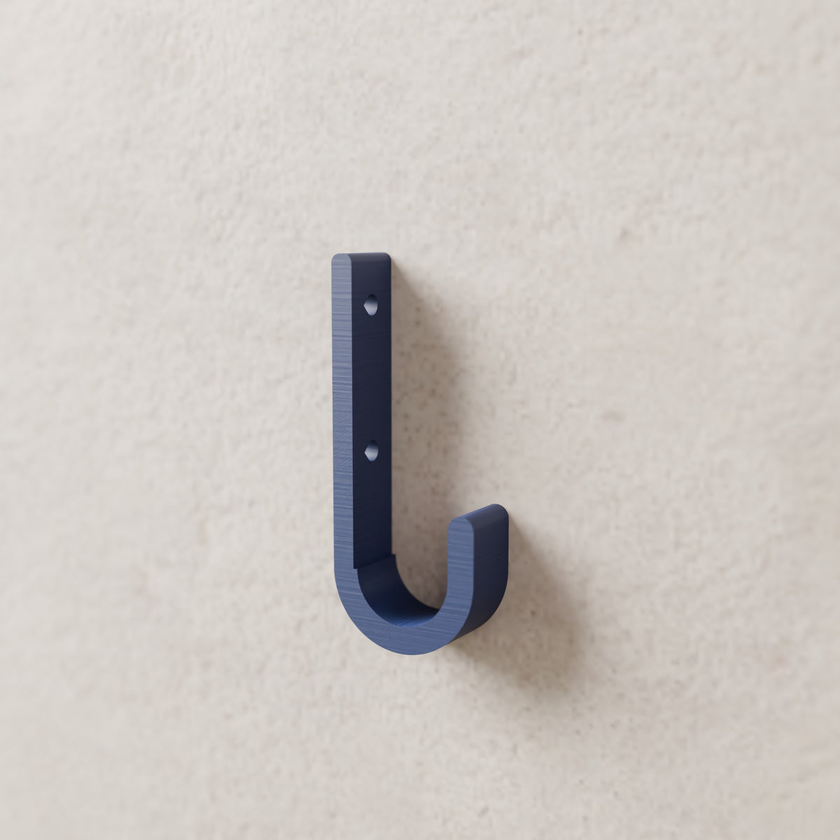 Wall Hook (Standard) in Matte Navy PLA, mounted on a wall