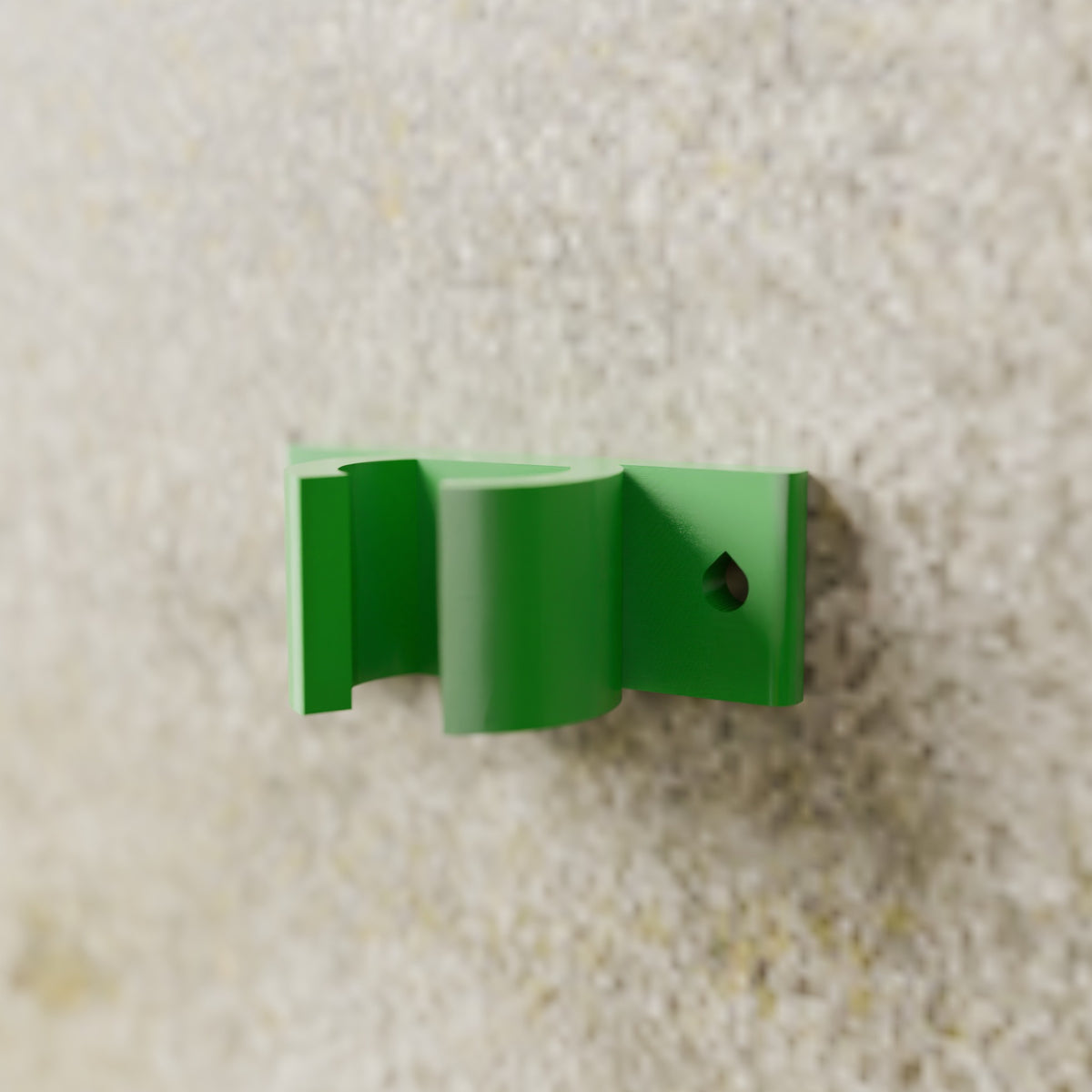 Wall Tool Clip (Broom/Mop Holder), 20 mm handle version, in Bright Green PETG, mounted on a wall